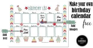 For microsoft excel from version 2007 (.xlsx file) Free Birthday Calendar Template Printable Customizable