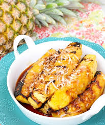 Finally, slice each half into four spears/sticks for a total of 8. Gordon Ramsay Recipes Grilled Pineapple With Coconut Glaze By Gordon Ramsay
