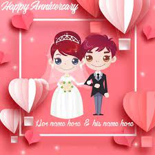 Create your personalised anniversary cards online! Write Your Name On Happy Anniversary Wishes Card