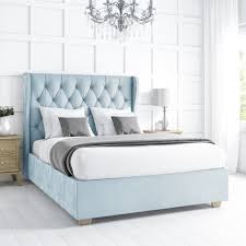 Find duck egg blue bedroom decorating ideas and inspiration to add to your own home. Safina Buttoned Wing Back Double Ottoman Bed In Duck Egg Blue Velvet 419 97 Go Furniture Co Uk