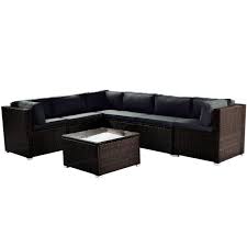 Provide ample seating with outdoor sectional sofas and chairs. Direct Wicker Jelly 7 Piece Wicker Outdoor Conversation Sectional Patio Furniture Set With Soft Gray Cushions Sh000327aab The Home Depot
