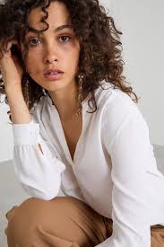 Silk-blend shirt, white