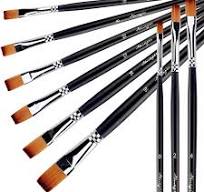 Amazon.com: Amagic 9Pcs Flat Tipped Art Paintbrush Set with ...