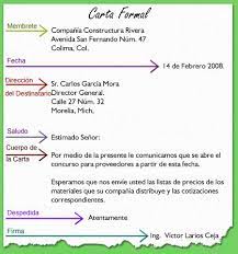 Ejemplo de una carta informal. Carta Formal Ejemplo De Carta Formal Estructura De Una Carta Carta Formal