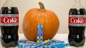 Diet Coke Mentos Explosion In Pumpkin Youtube