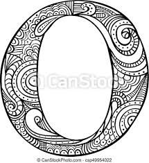 Near the letters, animals or objects that correspond to the letter can be depicted. Illustrated Letter O Hand Drawn Capital Letter O In Black Coloring Sheet For Adults Canstock