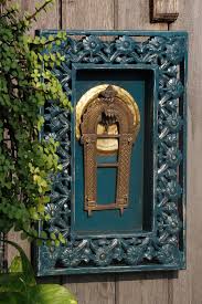 Engraved Brass Prabhavali In A Distressed Hand Carved Wooden Frame Vintage Wall Decor Indian Inspired Decor Brass Decor