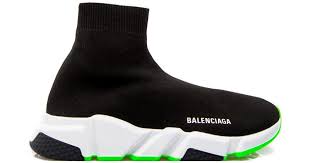 Embossed balenciaga logo on the sole. Balenciaga Speed Trainer Green Sole In Black For Men Lyst