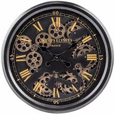 Black And Gold Wall Clock Black And Gold Medium Moving Gears Clock Gear Wall Clock Wall Clock Wall Clocks Uk