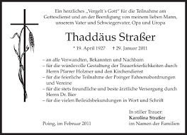 Traueranzeigen Von Thaddaus Strasser Trauer Merkur De