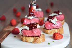 Season the beef with salt and pepper. Steak Bites With Blue Cheese And A Raspberry Balsamic Sauce Couple In The Kitchen