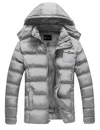 Men S Winter Lightweight Thicken Cotton Padded Coat Puffer Jacket With Removable Hood Light Grey Cv187 Casual Trench Coat Mens Winter Fashion Outdoor Coats