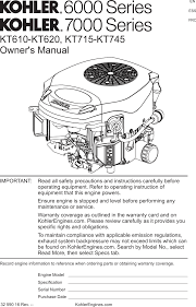 Kohler sv730 25 hp engine into older b&s craftsman. Kohler Kt725 3054 32 590 16 Rev Indb User Manual Engine Manuals And Guides 1609263l