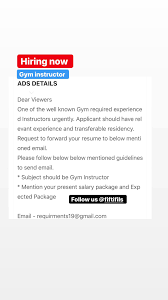Gym Instructor Vacancy In Kuwait The Well