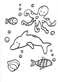 Kostenlose Malvorlage Delfine Und Wale Delfin Krake Und Fische Zum Ausmalen