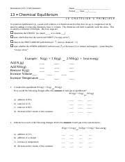 Le Chatelier Worksheet Chemistry1 Docx Westminster H S Ap