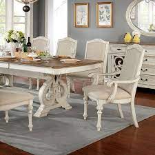 This country style dining table and chairs set for 6 is solid oak wood quality construction. Furniture Of America Arcadia Antique White Dining Table Cm3150wh T Flatfair