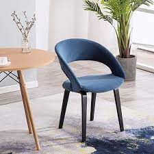 Yimiga Dining Chair With Open Back Blue Mid Century Modern Arm Chairs Black Wood Legs Velvet Upholstered Fabric For Dining Chairs Upholstered Fabric Chair
