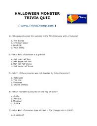 Answer the below questions to reach the next level. Halloween Monster Trivia Quiz Trivia Champ