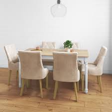 If you're new to buying your dining furniture online, we're here to answer any questions you might have. Kaylee Luxury Pair Of Velvet Dining Chairs Beige With Oak Legs Furniture123