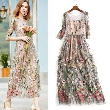 Details About 2018 Lady Flower Embroidery Floral Mesh Evening Party Maxi Cocktail Long Dress In 2020 Floral Cocktail Dress Maxi Dress Party Evening Dresses Long