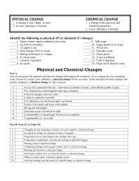 Physical And Chemical Changes Worksheet