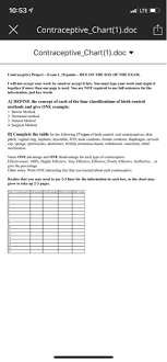 solved 10 53 lte x contraceptive chart 1 doc h contracep