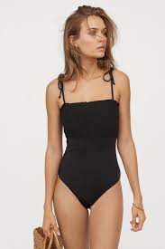 Swimsuit With Smocking Black Ladies H M Us Cute One Piece Swimsuits Swimsuits Swimwear Beachwear