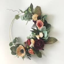 The brown window trim and front door pair nicely with the salmon because the outdoor paint colors share the same orange undertones. Jewel Tone Fall Modern Felt Flower Wreath Minimal Autumn Decor By G Tea In 2021 Felt Flower Bouquet Felt Flowers Felt Flower Wreaths