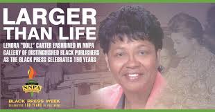 LARGER THAN LIFE: Lenora “Doll” Carter Enshrined in NNPA Gallery of  Distinguished Black Publishers as the Black Press Celebrates 190 Years