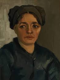 Head of a Peasant Woman with Dark Cap " a painting by the Dutch painter Van  Gogh ( 1853