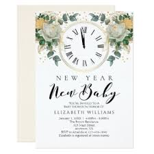 New Year New Baby Gold White Floral Baby Shower Invitation Zazzle Com In 2020 Floral Baby Shower Invitations Floral Baby Shower Boho Baby Shower