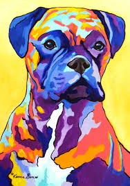 Colorful Boxer Dog Art Print Boxer Custom Canvas Wall Art In Etsy Animal Portraits Art Dog Print Art Dog Art