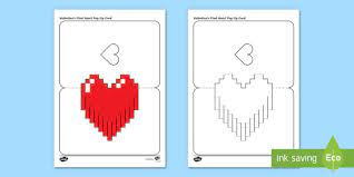 Make the fold in the centre of the card and at the foot of the design. Simple Valentine S Pixel Heart Pop Up Card Paper Craft