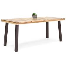 6 Person Indoor Outdoor Acacia Wood Dining Table In 2020 Metal Dining Table Outdoor Dining Table Dining Table Rustic