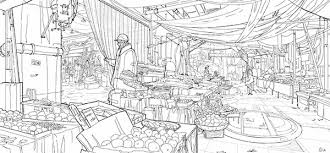 You can start with those things, but part of sketching for fun is exploring new subjects. Market Scene On Behance