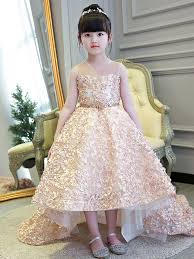 lace mesh applique party holidays round collar sleeveless trailing long dress kids dress kids frocks design dresses kids girl