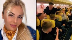 'Drunk' Man United fans chant for Ryanair worker to 'get her t**s out'