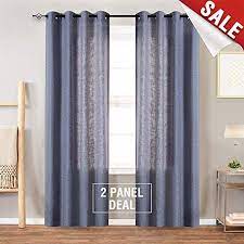 Amazon Com Linen Textured Curtains For Bedroom 84 Inch Length Flax Linen Blend Textured Curtain Curtains Living Room Room Darkening Window Treatments Curtains
