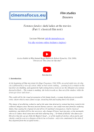 Check spelling or type a new query. Pdf Femmes Fatales Dark Ladies At The Movies Part 1 Classical Film Noir