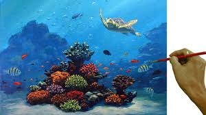 Free download 50 best quality coral reef drawing at getdrawings. Acrylic Painting Tutorial Sea Turtle With Underwater Corals Youtube