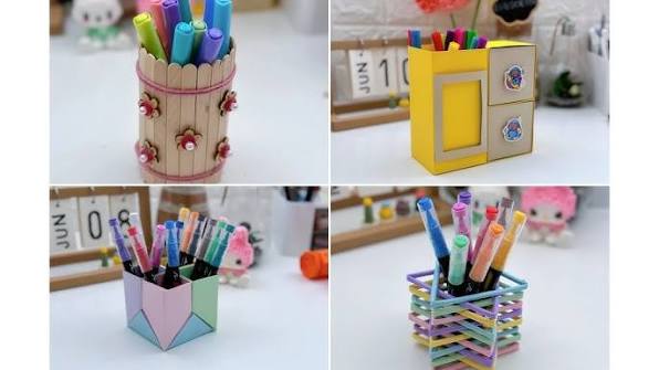 DIY EASY AND CUTE HOMEMADE PEN HOLDER / Paper Pencil Stand / SCHOOL Supplies / Paper Pen Stand
