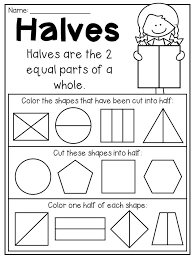 Halves Worksheet For First Grade First Grade Fractions And Partitioning Worksheet Packet It Inc Fractions Worksheets Math Fractions Math Fractions Worksheets
