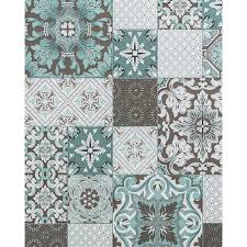Paso a paso para empapelar con papel especial para baño. Empapelado Para Banos Y Cocinas Edem 87001br15 Papel Pintado Vinilico Ligeramente Texturado Con Dibujo Tipo Azulejos Y Acentos Metalicos Turquesa Beige Agrisado Blanco Plata 5 33 M2 Bravo 87001br15