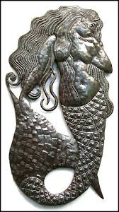 Mermaid Metal Wall Decor Metal Wall Art Recycled Metal Art Etsy In 2021 Outdoor Metal Art Haitian Metal Art Mermaid Wall Decor