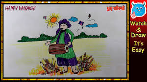 A drawing of any festevial. Drawing Of Baisakhi Harvest Festival Of Punjab How To Draw Baisakhi Celebration Scene Youtube