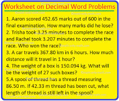 These fifth grade decimals worksheets — including rounding, comparing and contrasting, and ordering — will give your child math confidence. Worksheet On Decimal Word Problems Prob Involving Order Of Operations