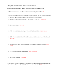 Find the density of a. Activity 3 2h Unit Conversion Homework