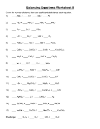 The scales shown are balanced. Download Balancing Equations 26 Balancing Equations Chemistry Worksheets Chemical Equation
