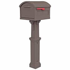 Gibraltar Mailboxes Grand Haven Extra Large Plastic Mailbox And Post Combo Mocha Ghc40m01 The Home Depot Gibraltar Mailboxes Mounted Mailbox Large Mailbox